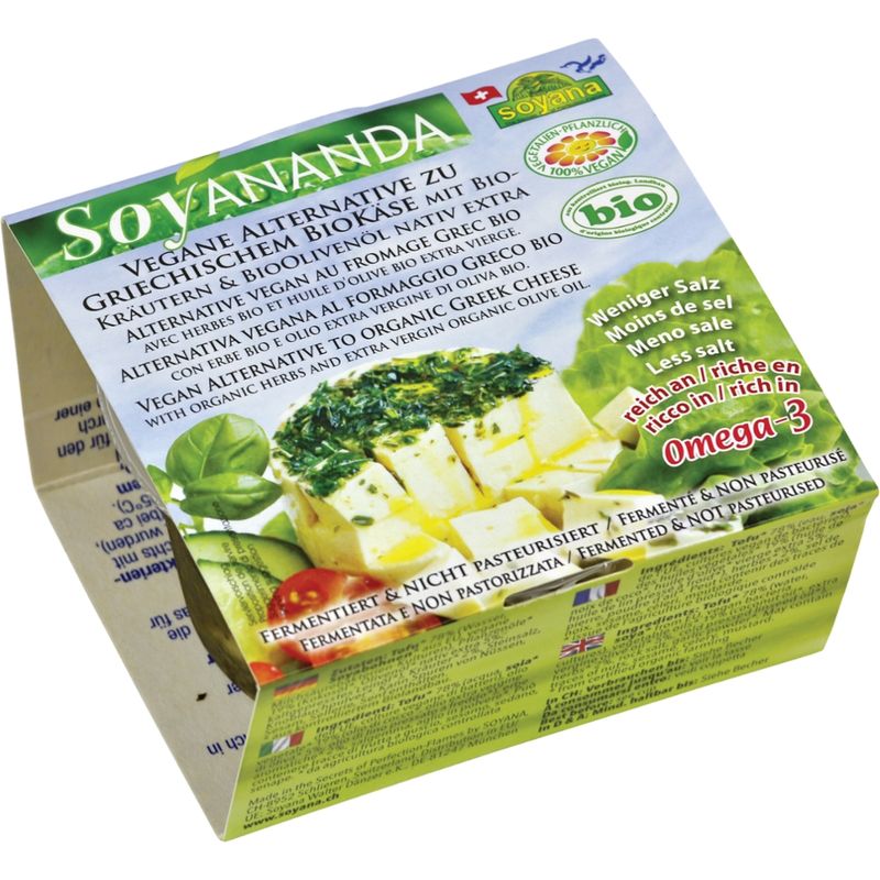 Soyana Soyananda veganer Griechischer Käse mit BioKräutern & BioOlivenöl aus fermentiertem BioSoya - Produktbild