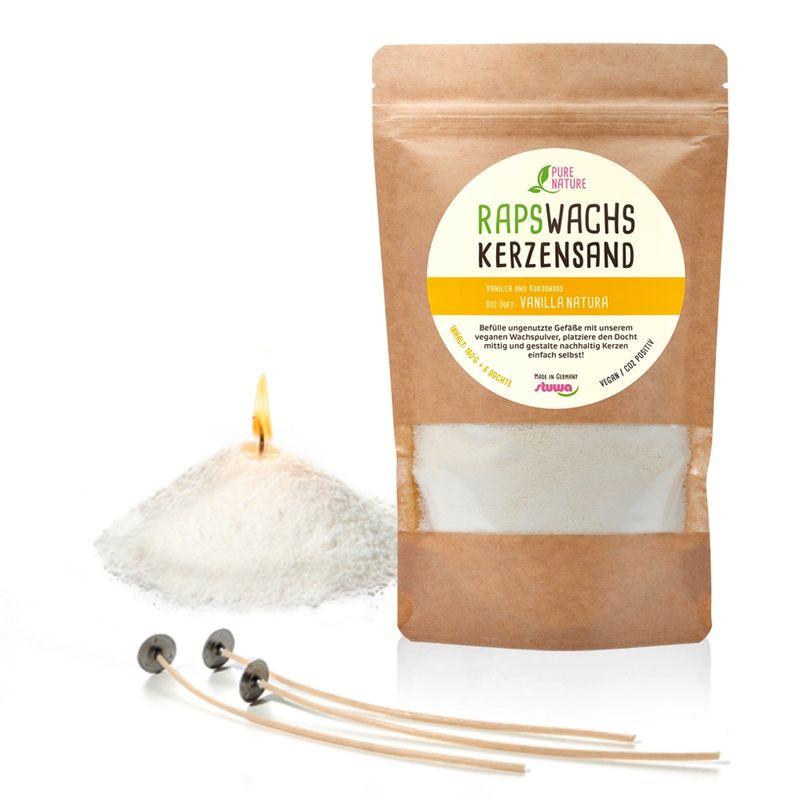 stuwa Rapswachs Kerzensand mit Vanilla Natura Duft 160g Beutel / Vegan - Produktbild