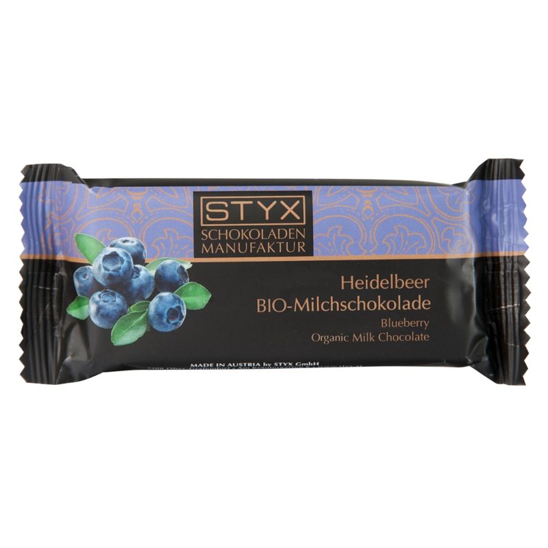 Styx Naturcosmetic BIO-Milchschokolade gefüllt mit 70% Heidelbeer-Ganache, alkoholhältig 70g - Produktbild