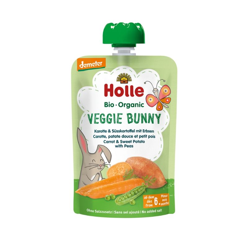 Holle  Veggie Bunny - Karotte & Süsskartoffel mit Erbsen - Produktbild