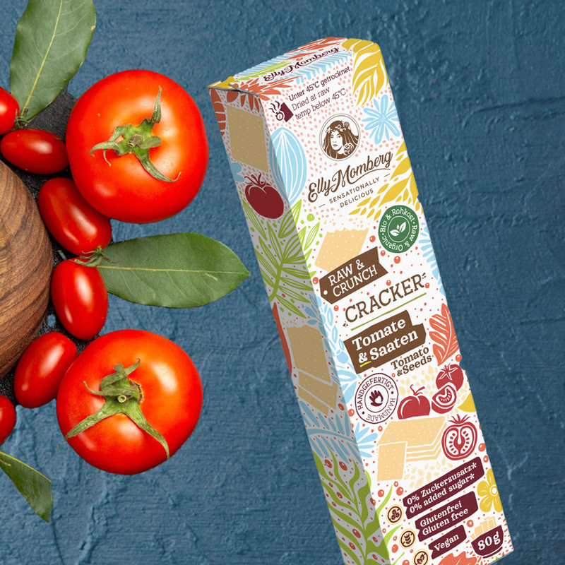Elly Momberg BIO Rohkost-Gemüse-Cracker - Tomate & Saaten - Raw & Crunch - Produktbild