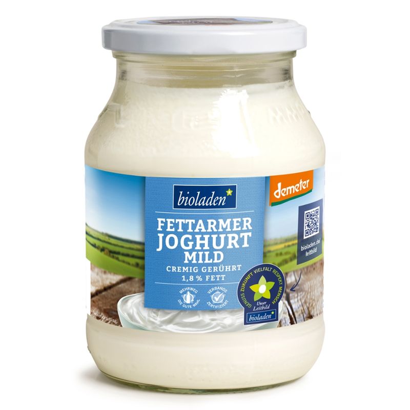 bioladen Fettarmer Joghurt mild im Glas, 1,8 % Fett, Demeter - Produktbild