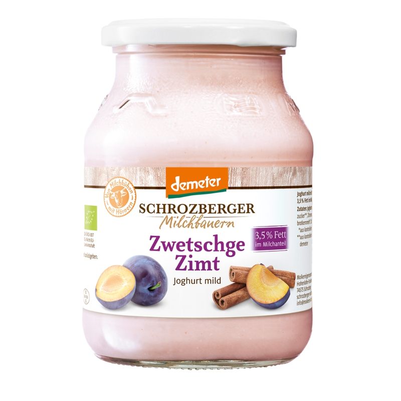 Schrozberger Milchbauern Dem. Pflaume Vanille Jogh. 500g - Produktbild