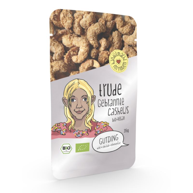 GUTDING Trude - gebrannte Bio-Cashews im PP-Tütchen, glutenfrei & vegan - Produktbild