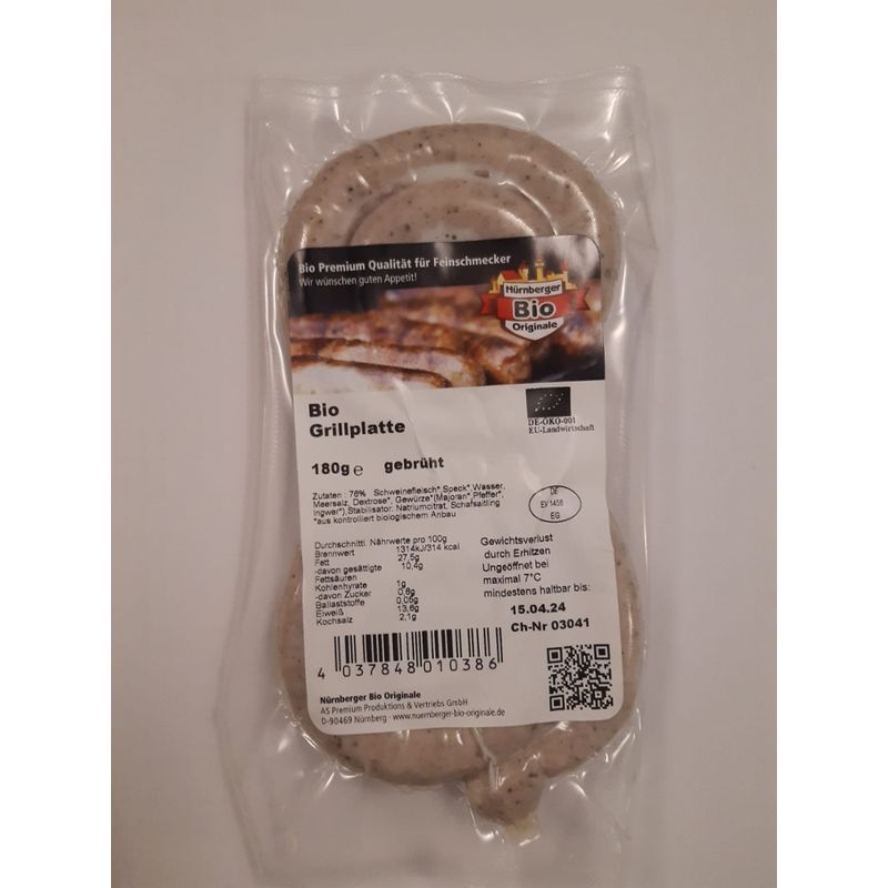 Nürnberger Bio Originale Bio Grillplatte: 2 fränkische Bratwurstschnecken - Produktbild