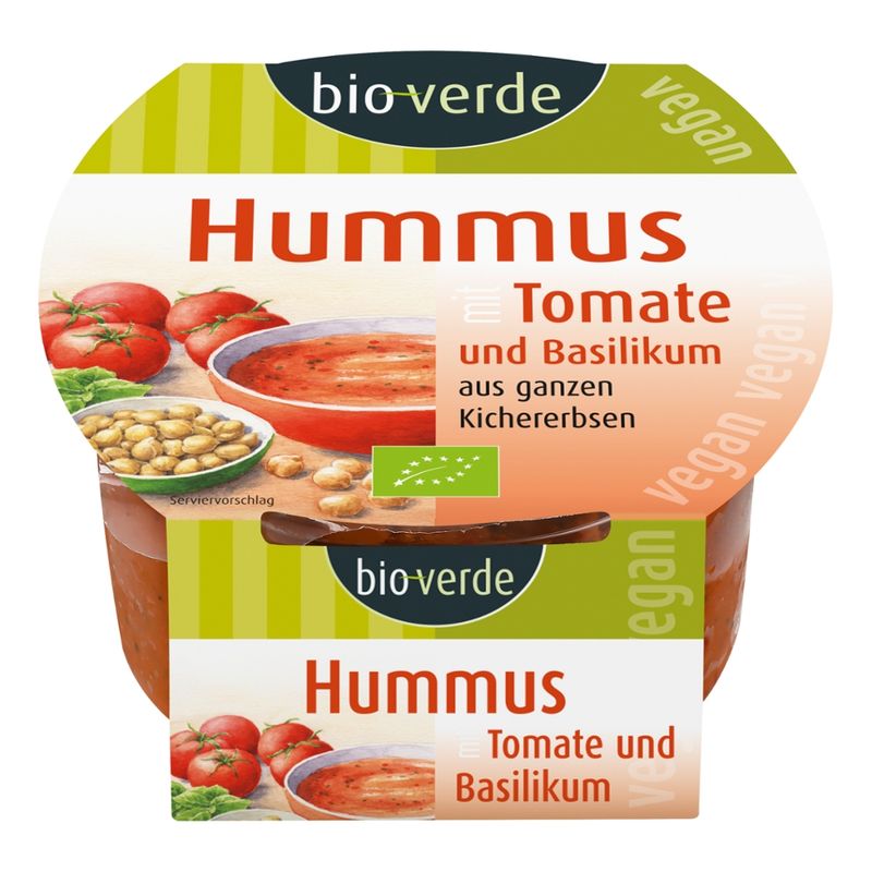 bio-verde Hummus Tomate-Basilikum frisch, vegan 150 g - Produktbild