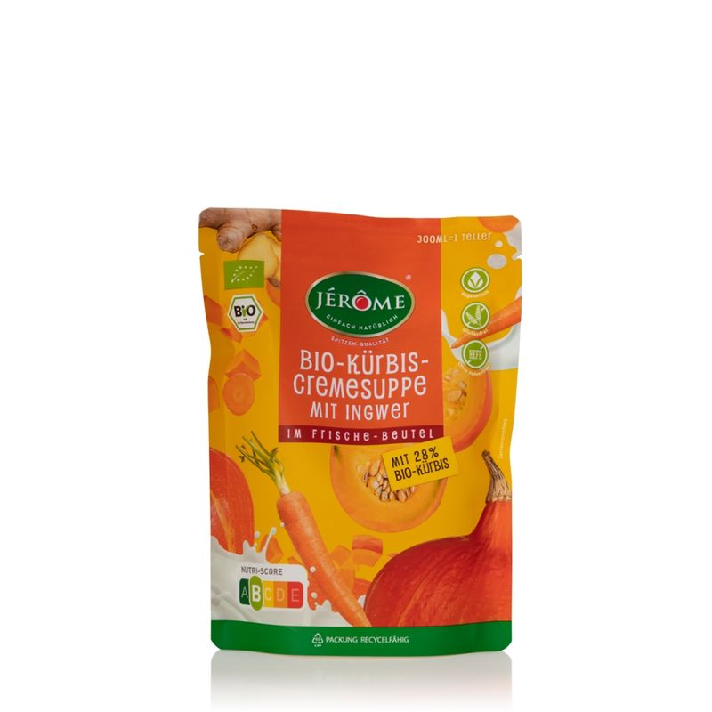 Bavaria BioMarken JÉRÔME Bio Kürbiscremesuppe mit Ingwer* 300 ml im Frischebeutel - Produktbild