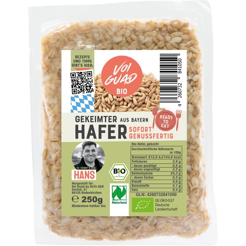 Voi Guad Angekeimter Bio Hafer, verzehrfertig "rady to eat",  250 g - Produktbild