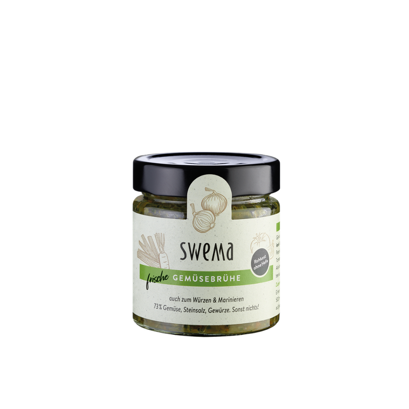 SweMa Frische Gemüsebrühe klassisch, 210g Glas für 8 Liter, 73% rohes Gemüse, Steinsalz, Gewürze. Sonst nichts! - Produktbild