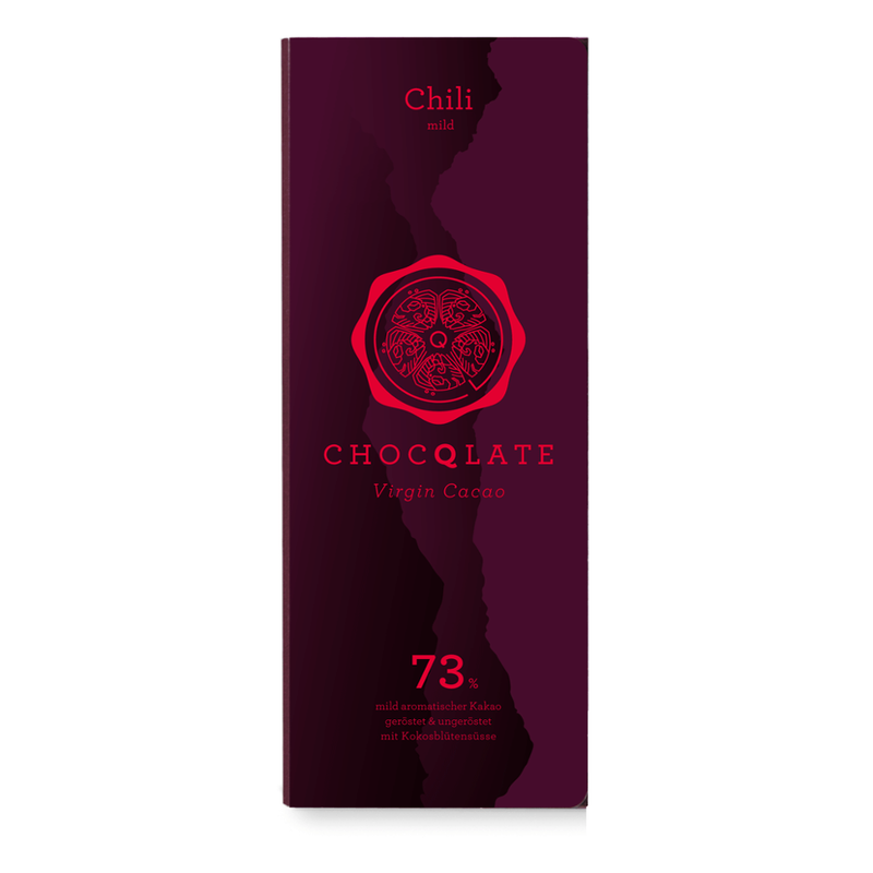 ChocQlate Virgin Cacao Schokolade Chili, 73% Kakao, 75g - Produktbild