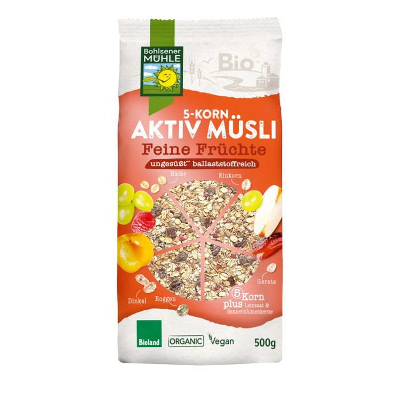 Bohlsener Mühle 5-Korn Aktiv Müsli Feine Früchte - Produktbild