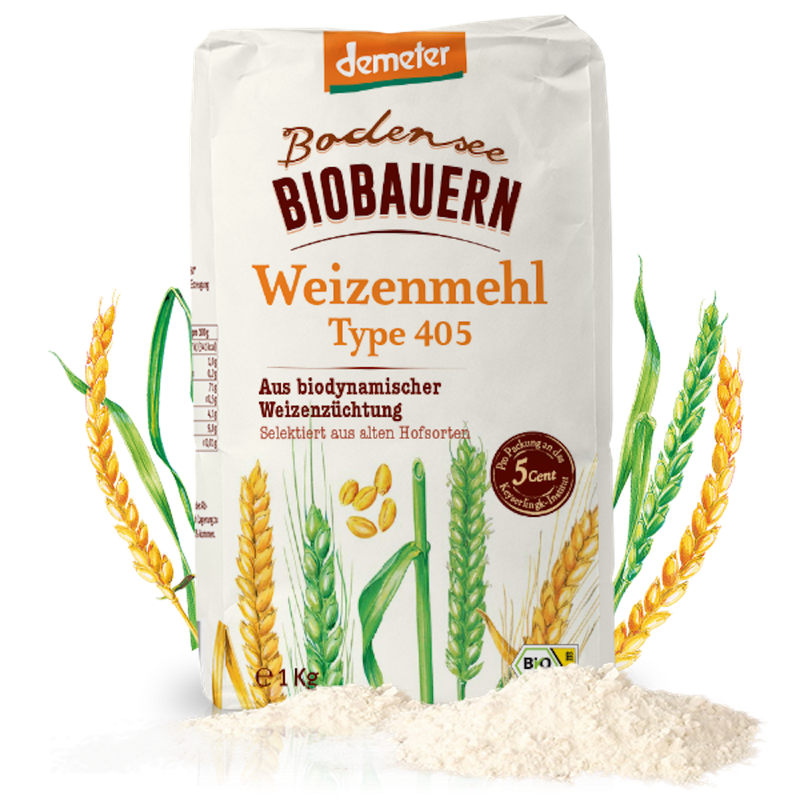 Bodensee-Bio-Bauern Demeter Weizenmehl Type 405 aus biodynamischer Weizenzüchtung - Produktbild