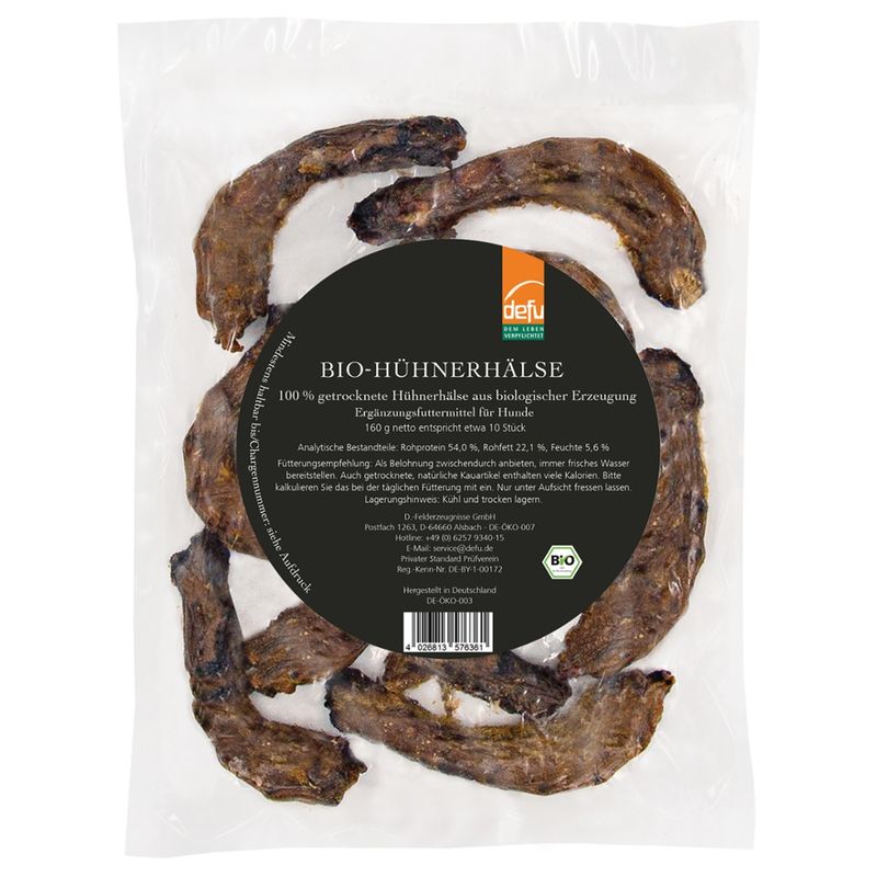 defu - Das Tierfutter vom Bio-Bauern Bio-Hühnerhälse getrocknet - Produktbild