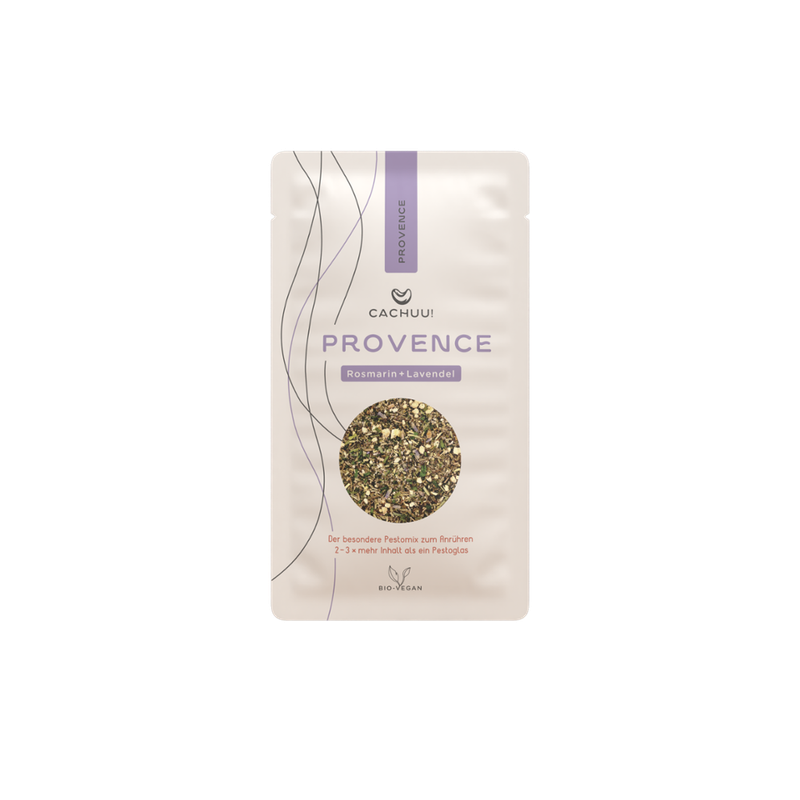 Cachuu! Cachuu! Cashew-Pesto Provence, Nachfüllbeutel 20g, Trockenmischung zum selber Anrühren mit Wasser und Öl, ergibt die 2-3fache Menge, als Pesto, Dip, Marinade, Aufstrich oder Topping - Produktbild