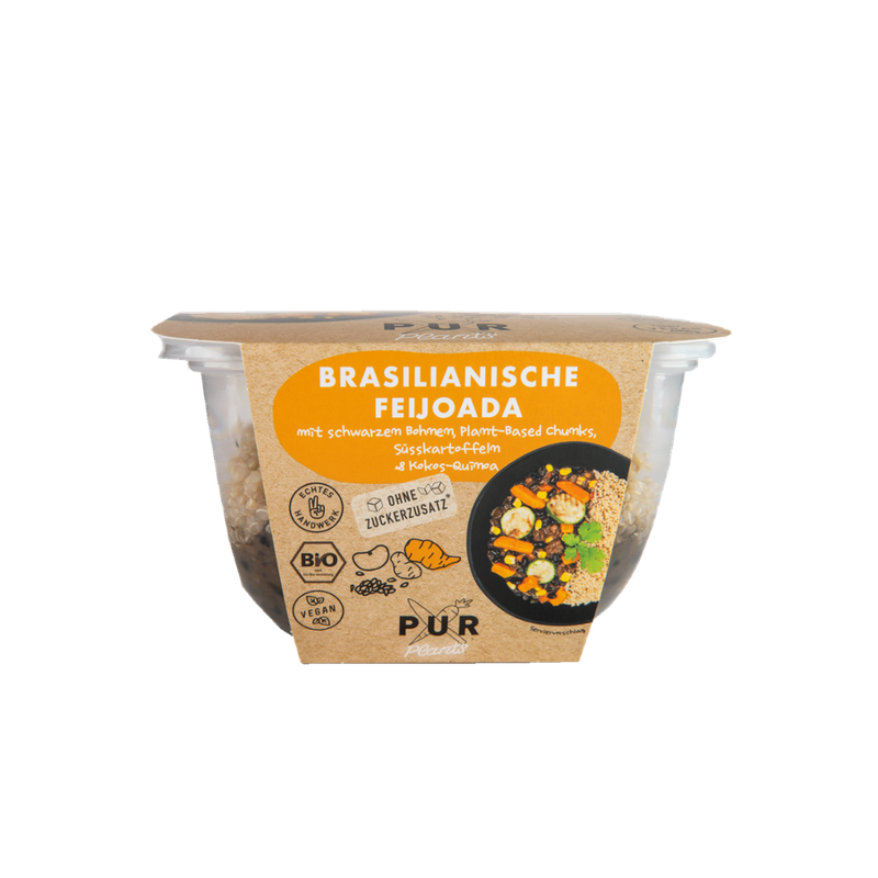 PUR PLANTS  PUR Hot Bowl Brasilianische Feijoada mit schwarzen Bohnen, Plant-Based Chunks, Süßkartoffeln und Kokos-Quinoa - Produktbild