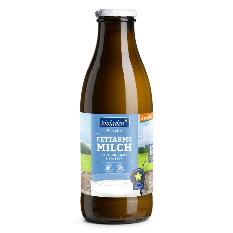 bioladen Fettarme Milch in der Flasche, 1,5 % Fett, Demeter - Produktbild
