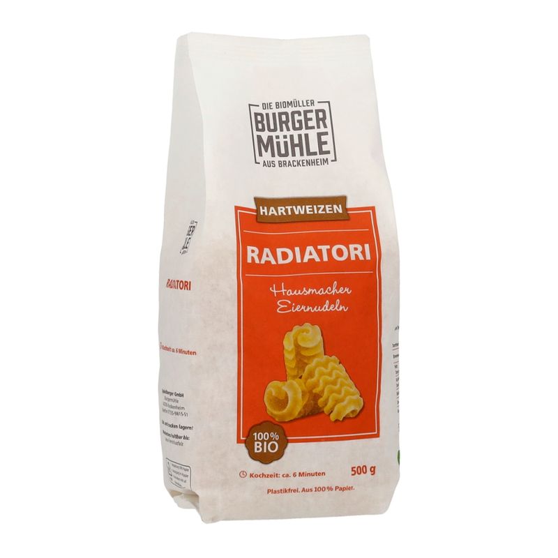 Burgermühle Radiatori aus Hartweizengrieß mit Ei, kbA - Produktbild