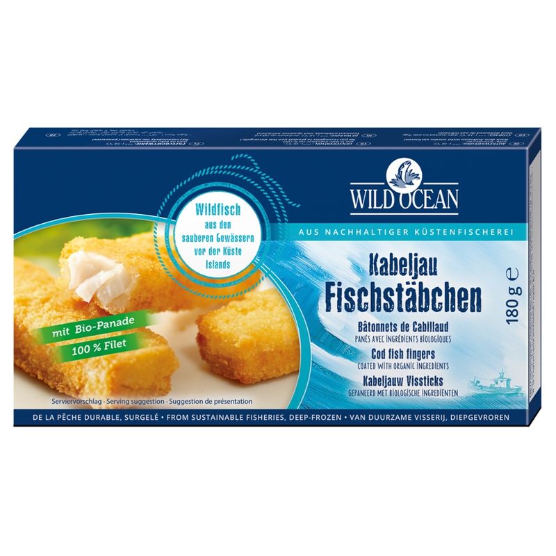 Wild Ocean Kabeljau Fischstäbchen mit Bio-Panade - Produktbild