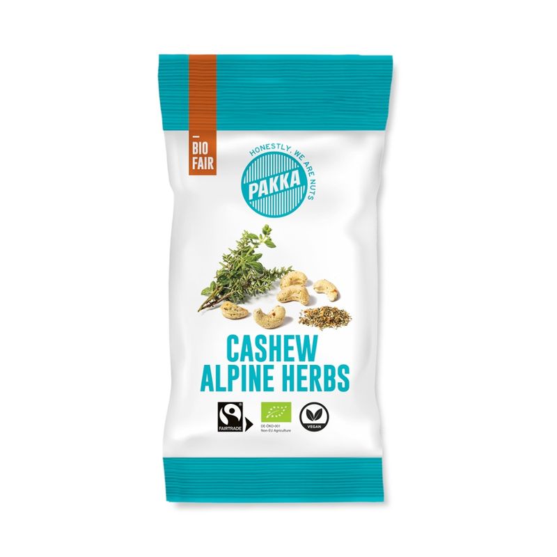 Pakka Cashew geröstet mit Alpenkräuter, Bio & Fairtrade, 30g - Produktbild