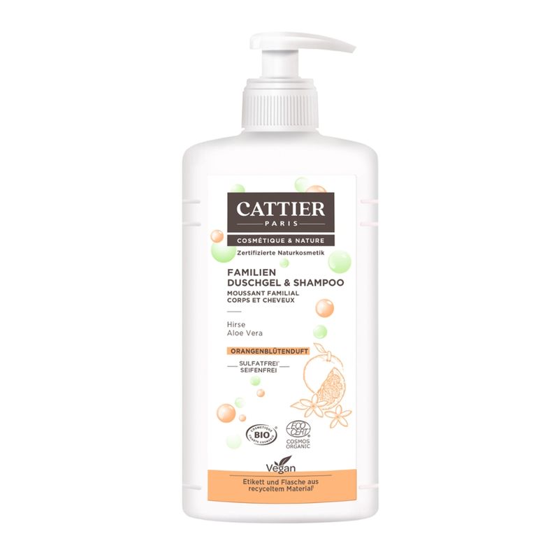 Cattier Paris Cattier Familien Duschgel & Shampoo Hirse & Aloe Vera Orangenblütenduft - Produktbild