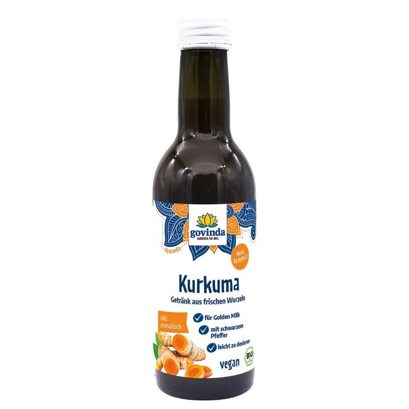 Govinda Bio-Kurkumagetränk aus frischen Wurzeln mit Pfeffer - Produktbild