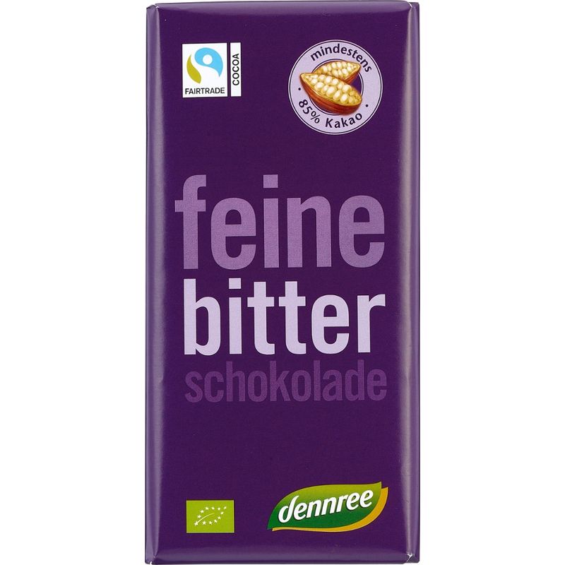 dennree Feine Bitterschokolade, mindestens 85% Kakao - Produktbild