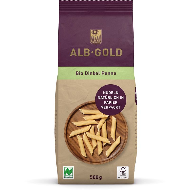 ALB-GOLD AG Bio Dinkel Penne (Papier) 500g - Produktbild