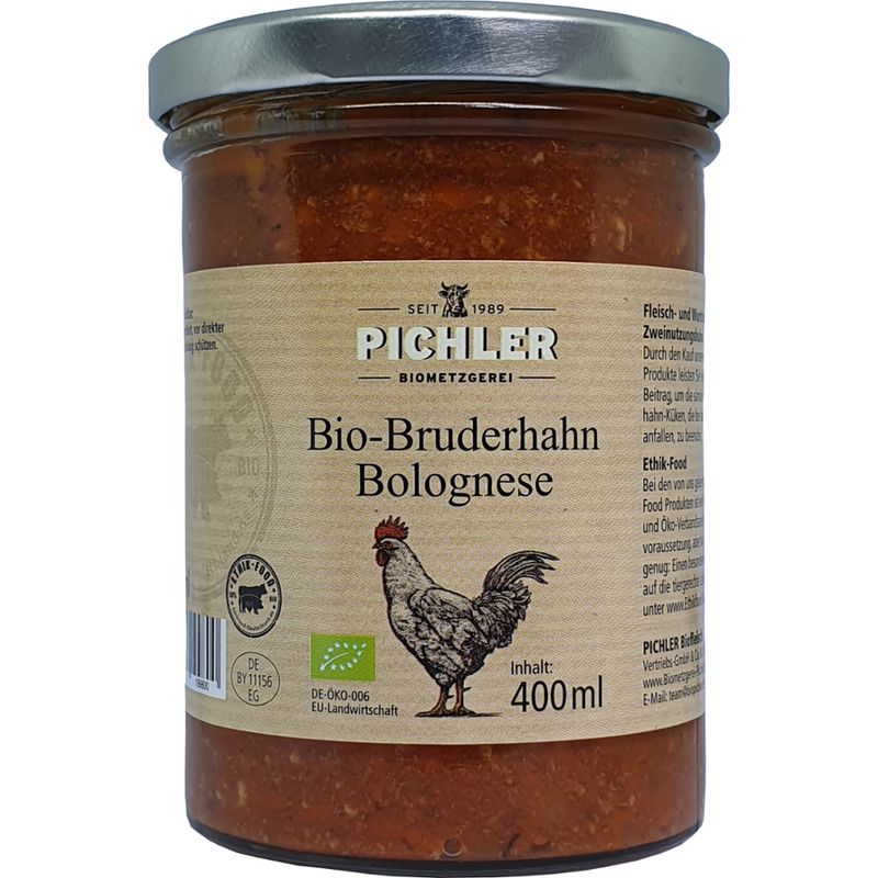 Biometzgerei Pichler Bio-Bolognese vom Bruderhahn im Glas, 400 ml, 370 g, SB - Produktbild
