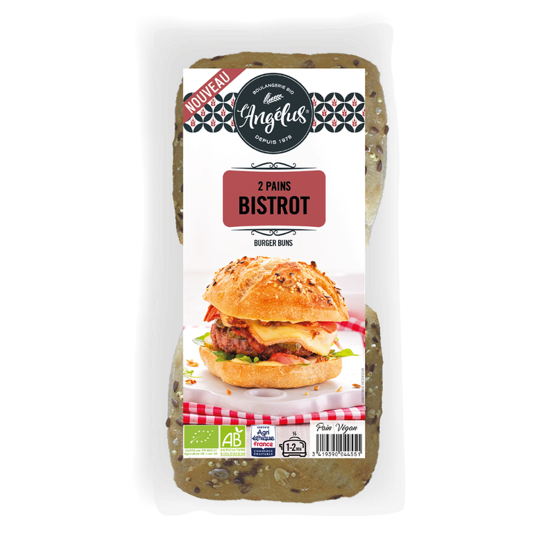 L'Angélus 2 Burgerbrötchen nach Bistro-Art von 90g ohne Zuckerzusatz - Produktbild