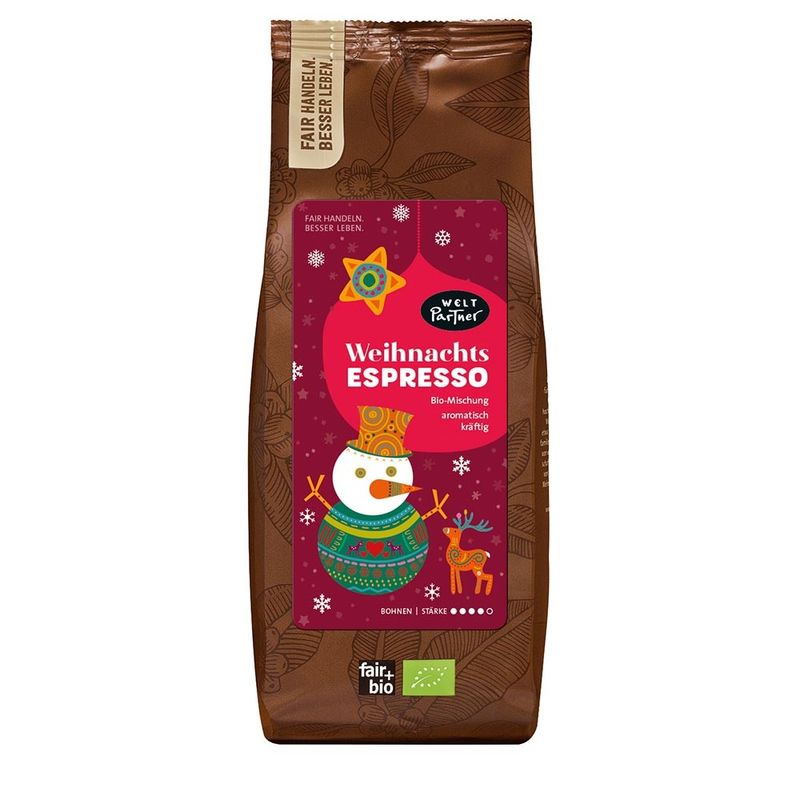 WeltPartner Weihnachtsespresso, aus Äthiopien und Tansania, Bohne, bio - Produktbild