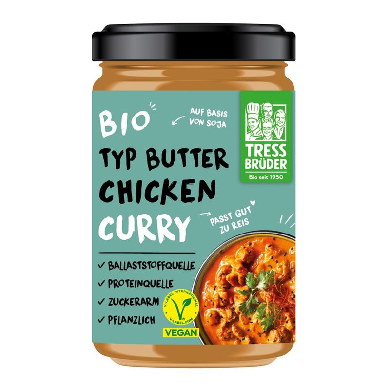 Tress Brüder veganes Bio Curry Typ Butter Chicken auf Basis von Soja - Produktbild