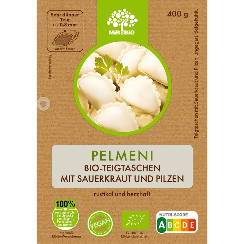 MIR Bio Pelmeni Bio-Teigtaschen mit Sauerkraut und Pilzen - Produktbild