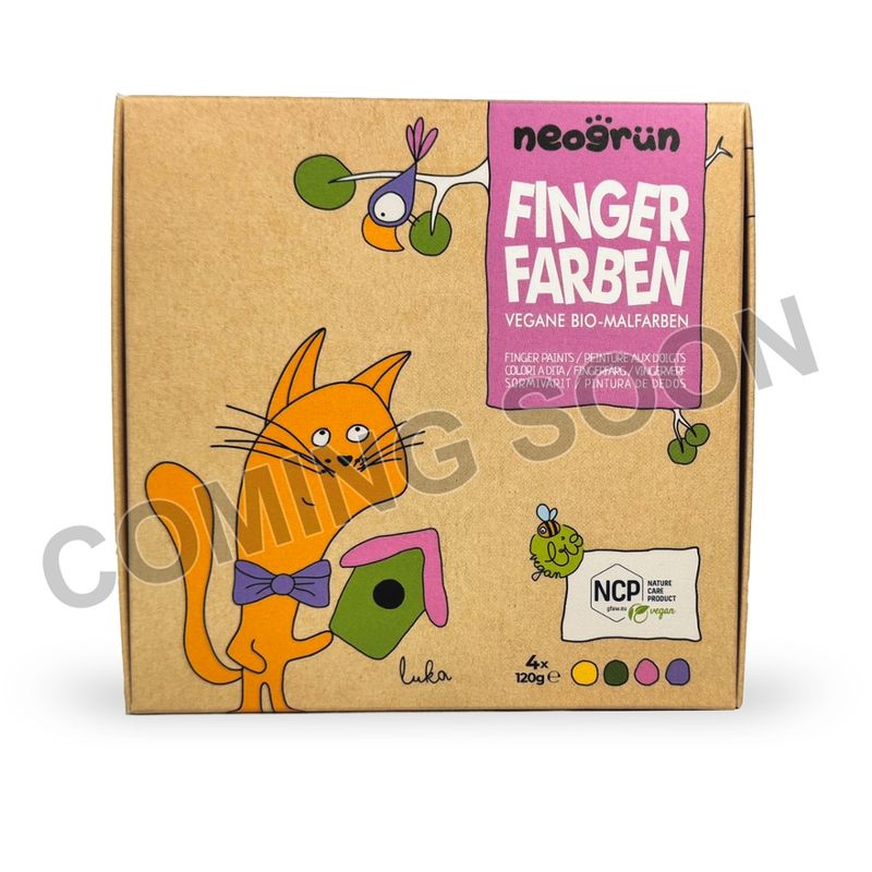 neogrün Bio-Fingerfarbe 4er Set LUKA - gelb, grün, pink, violett - Produktbild