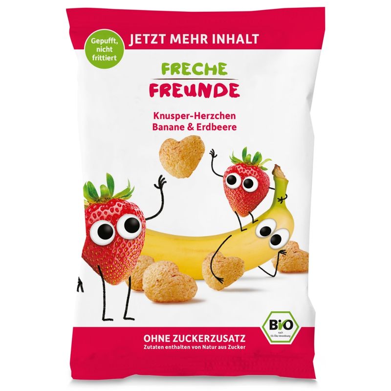 Freche Freunde Freche Freunde Bio Knusper-Herzchen Banane & Erdbeere 30g - Produktbild