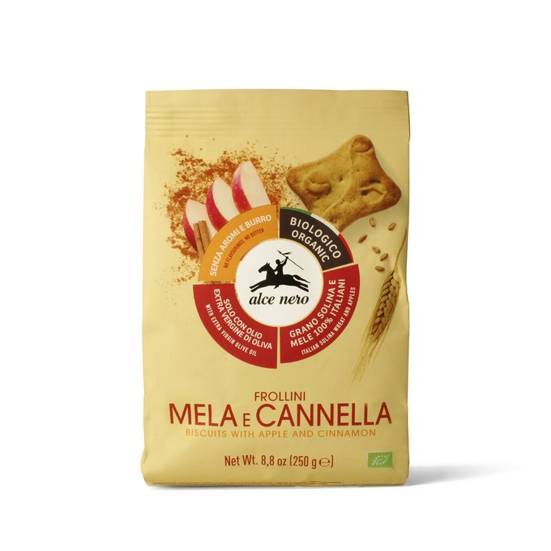 Alce Nero  Kekse Apfel und Zimt 250 g - Produktbild