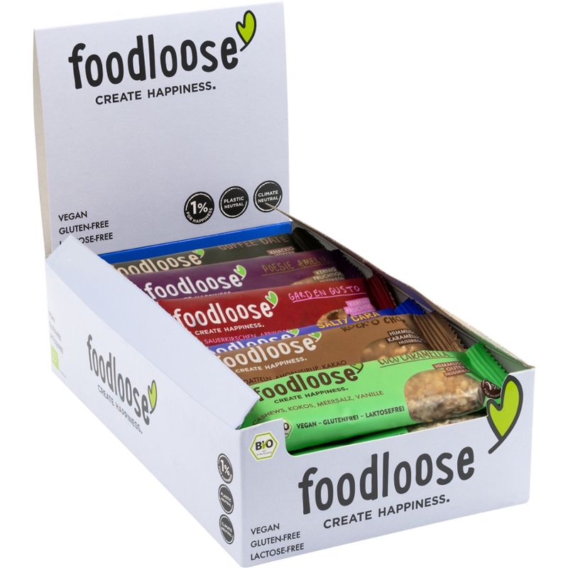 foodloose Bio-Nussriegel Variety Pack, vegan, glutenfrei, laktosefrei - Produktbild