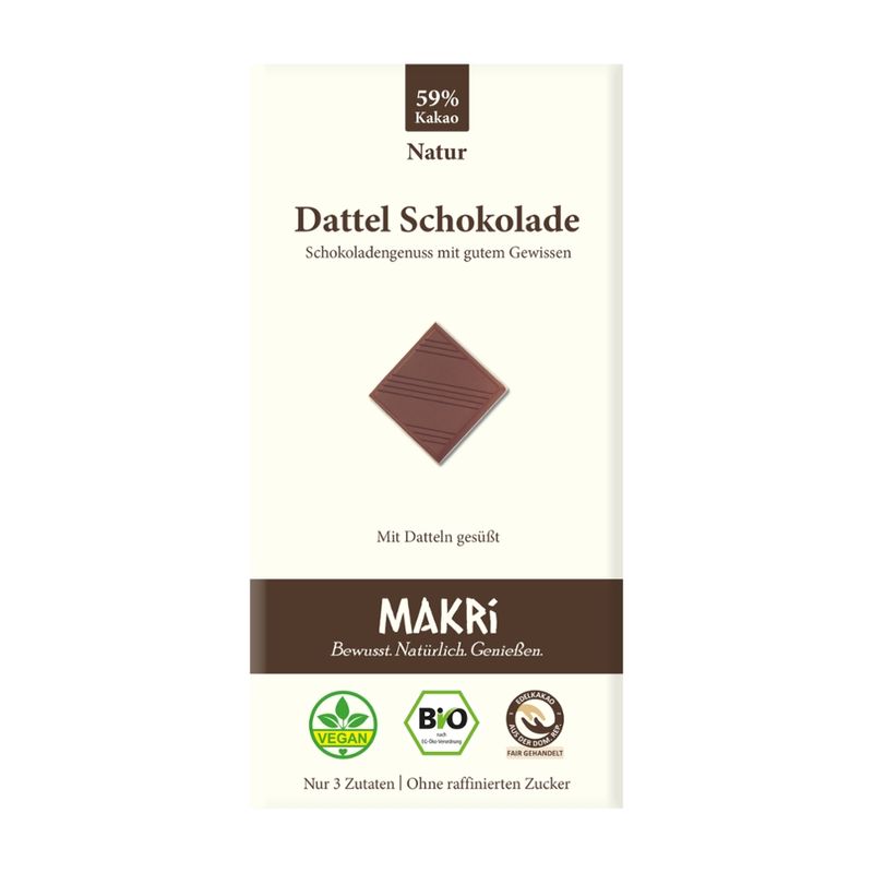 Makri Bio Dattel Schokolade - Natur 59% - Produktbild