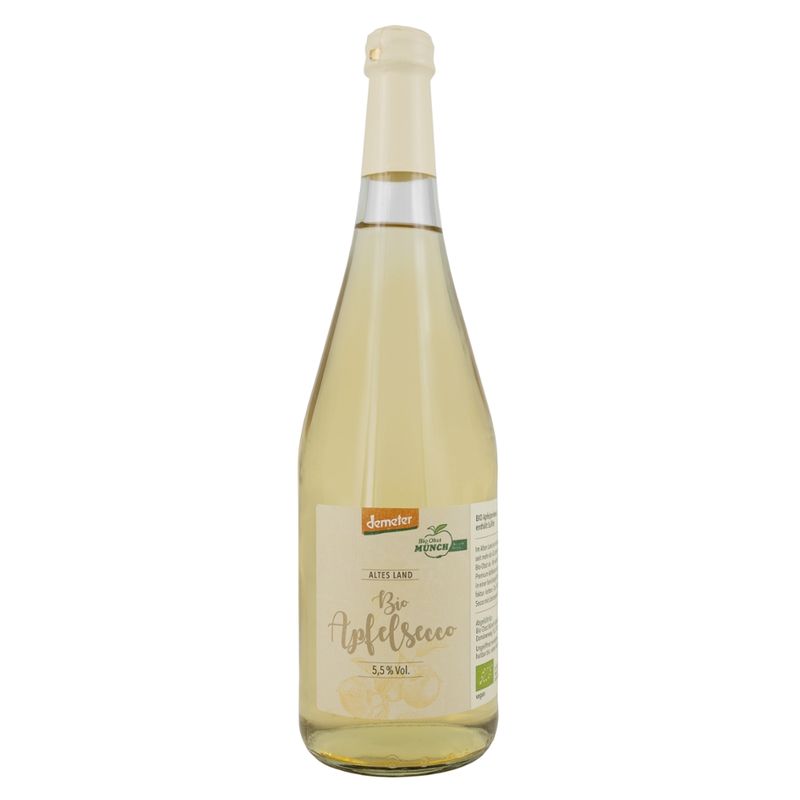 Bio Obst Münch Bio Apfelsecco 5,5% Vol. Demeter, feinperliger Secco mit überzeugend frischer Apfelnote - Produktbild