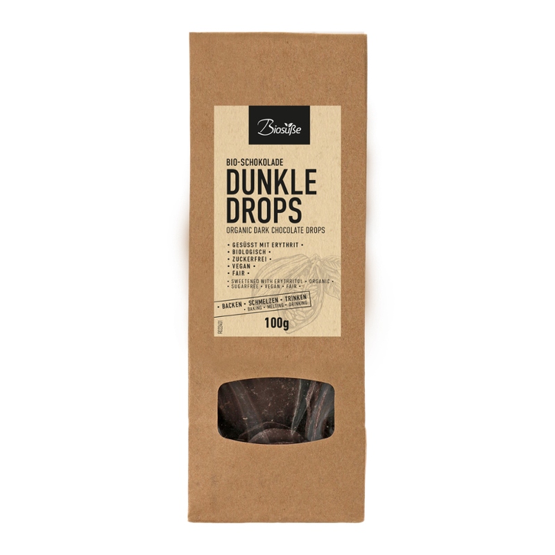 Biosüße Biosüße Bio-Schokolade Dunkle Drops (zartbitter) Tüte 100g - Produktbild