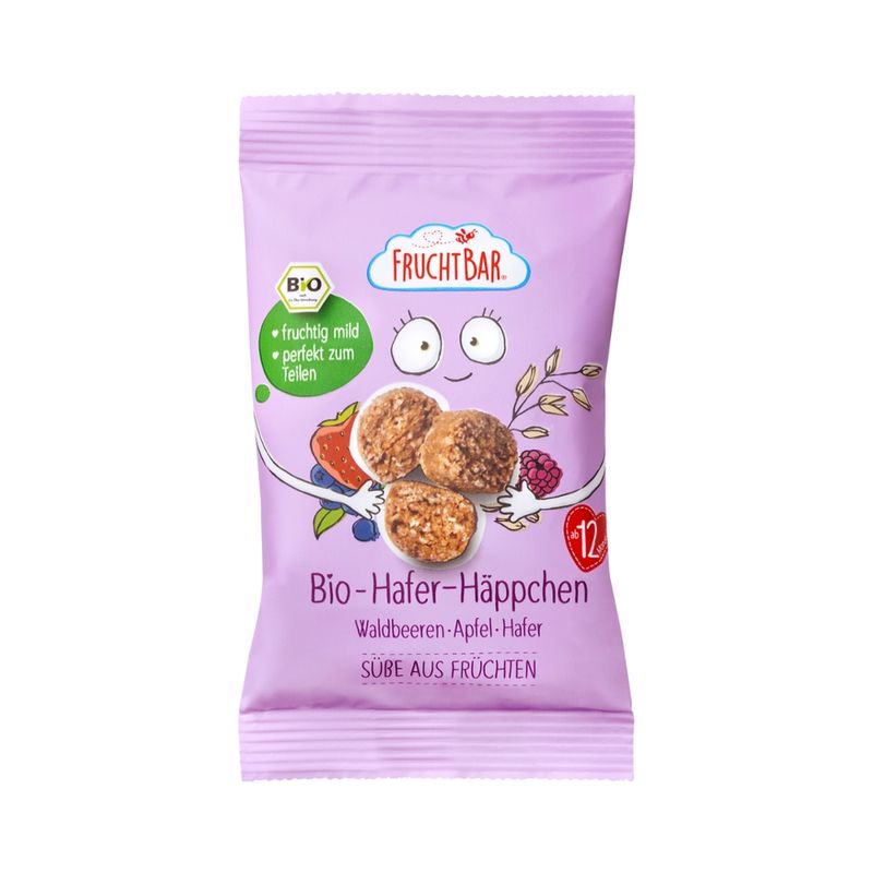FruchtBar  FruchtBar - Bio-Hafer-Häppchen Waldbeeren, Apfel, Hafer - Produktbild