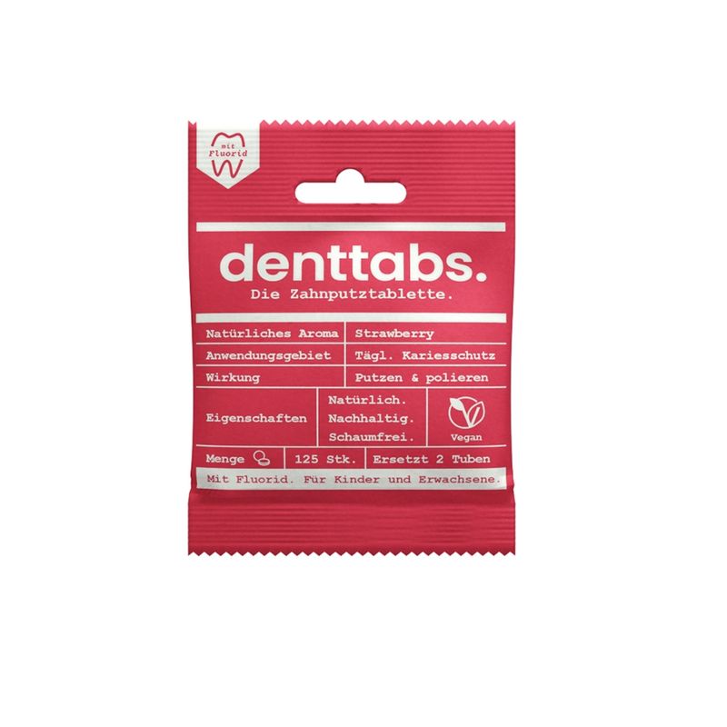 Denttabs Denttabs Zahnputztabletten Strawberry mit Fluorid - Produktbild