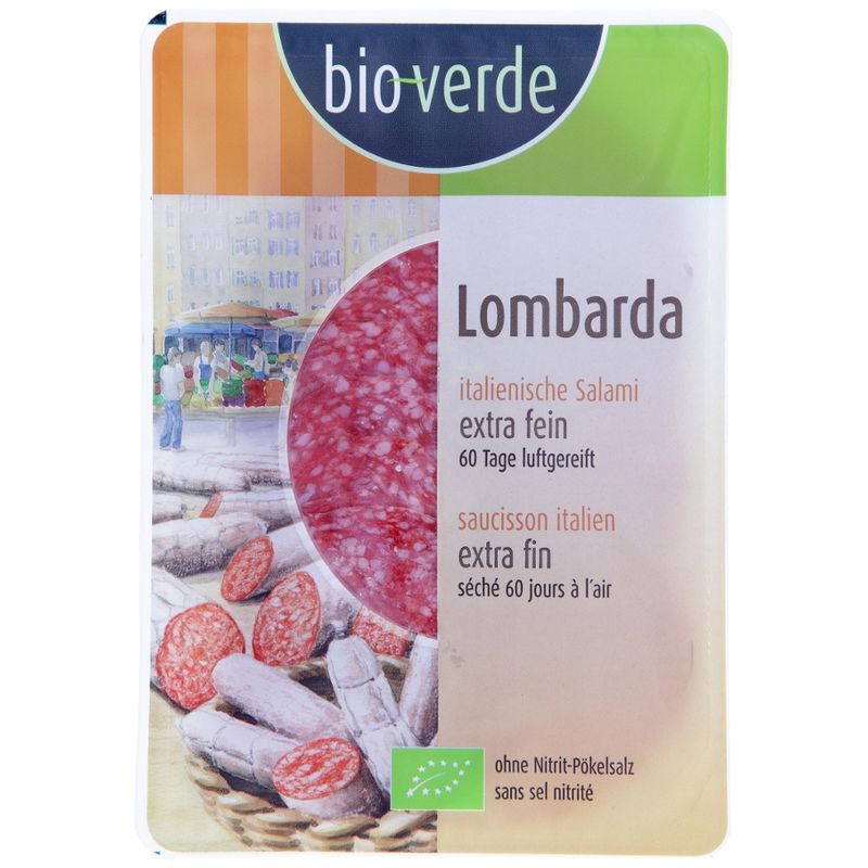 bio-verde Lombarda Salami Aufschnitt aus Italien feiner Wurstteig 80 g - Produktbild