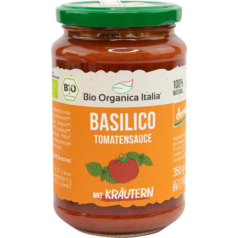 Bio Organica Italia Basilico Tomatensauce DEMETER 350 g - Produktbild