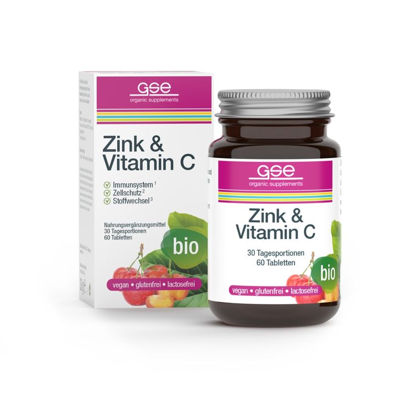 GSE  Zink & Vitamin C Complex (Bio), 60 Tabletten à 500 mg - Produktbild