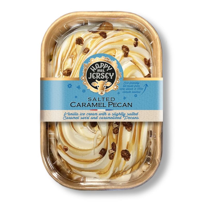 Happy Mrs Jersey Happy Mrs Jersey - BIO Eis/Organic Ice Cream: Gesalzene Karamell-Pekannus/Salted Caramel Pecan 900ml - Produktbild