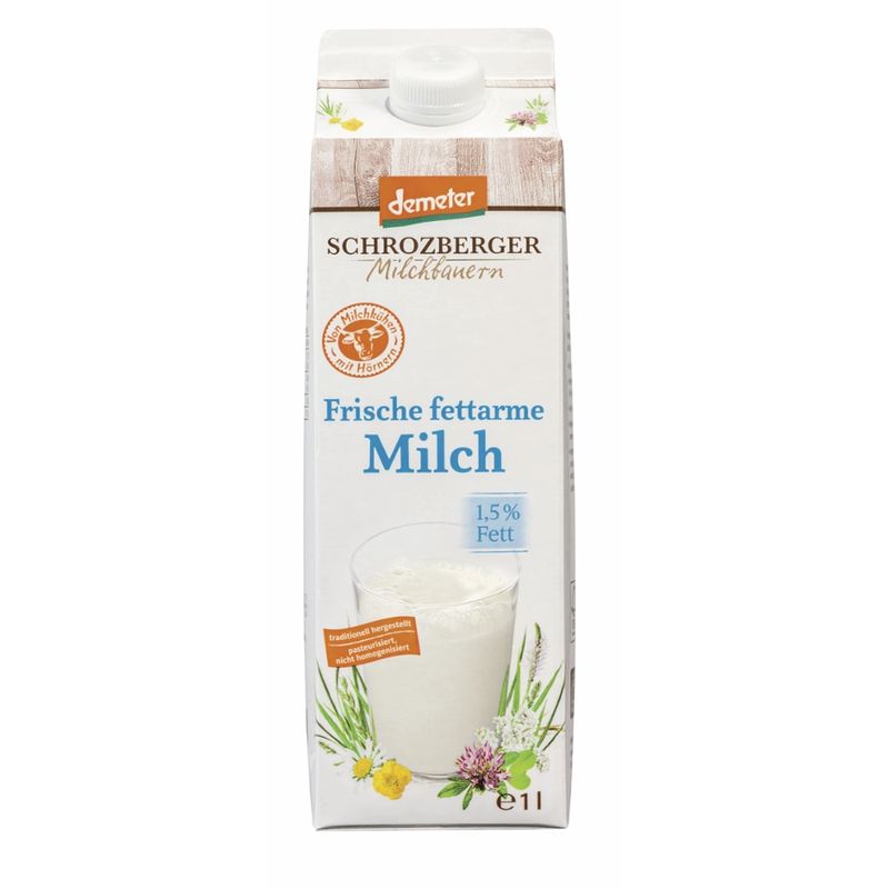 Schrozberger Milchbauern demeter Frische fettarme Milch 1l - Produktbild