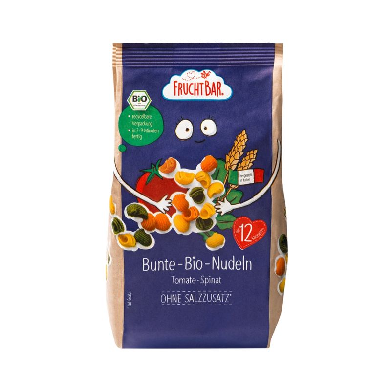 FruchtBar  FruchtBar - Bunte Bio-Nudeln  Tomate, Spinat - Produktbild