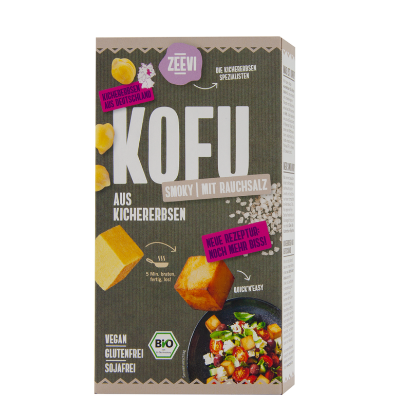 Zeevi Kichererbsen Kofu Smoky, Bio Tofu-Alternative aus Kichererbsen mit feinem Rauchgeschmack - Produktbild