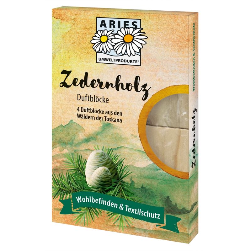 Aries Zedernholz Duftblöcke 4er Set - Produktbild