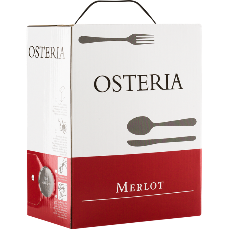 Riegel Eigenmarke OSTERIA Merlot Demeter Bag in Box 3l - Produktbild